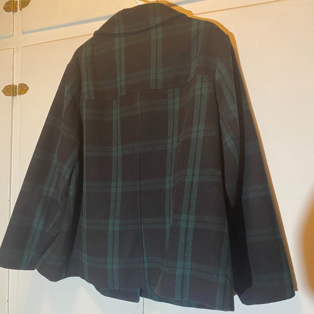 Old Navy Wool Blend Plaid P-Coat - Picture 2 of 12